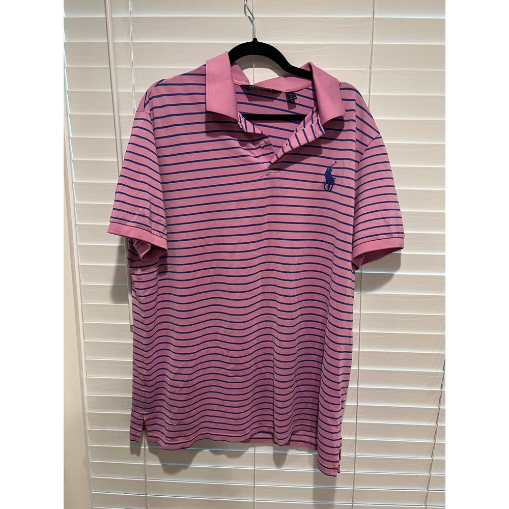 Polo Golf Ralph Lauren Performance Pro Fit Pink Striped Polo Shirt XXL
